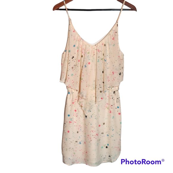 RIELEY Polka Dot Ruffle Silk Dress Size M - Picture 1 of 4